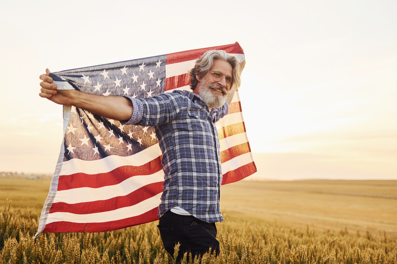 Veteran with Flag